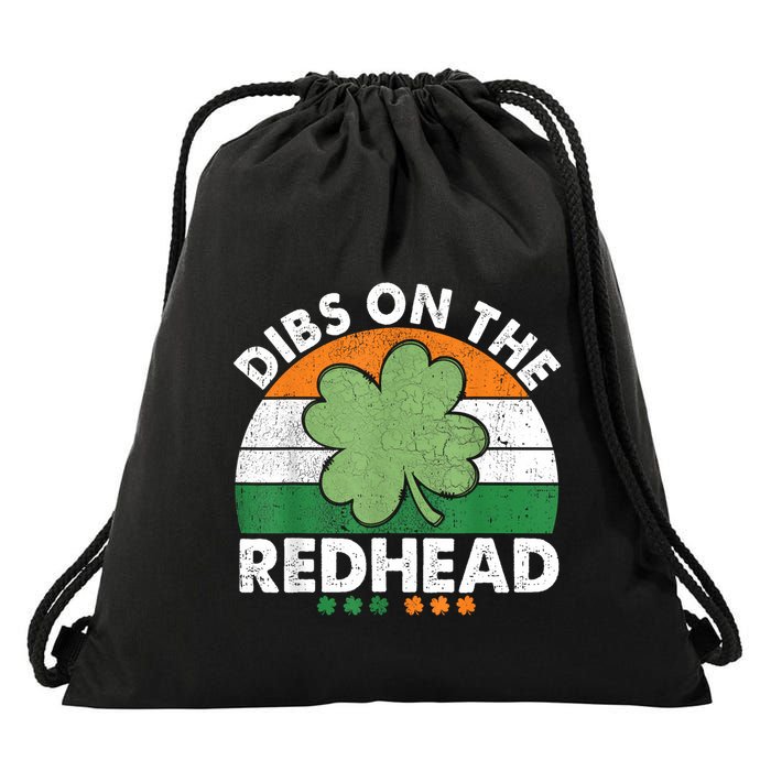 Dibs On The Redhead Funny St Patricks Day Drinking Drawstring Bag