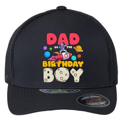 Daddy Of The Birthday Astronaut Dabbing Space Bday Party Flexfit Unipanel Trucker Cap