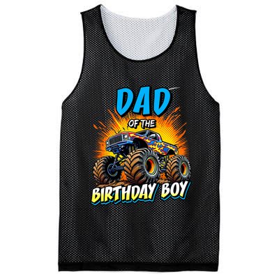 Dad Of The Birthday Boy Monster Truck Birthday Novelty Mesh Reversible Basketball Jersey Tank