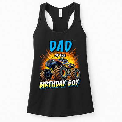 Dad Of The Birthday Boy Monster Truck Birthday Novelty Womens Tank Top
