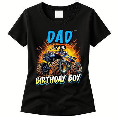 Dad Of The Birthday Boy Monster Truck Birthday Novelty Womens T-Shirt