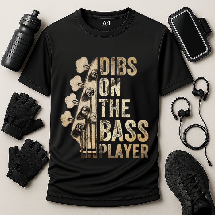 Dibs On The Bass Player Guitar Musician Cooling Performance Crew T-Shirt