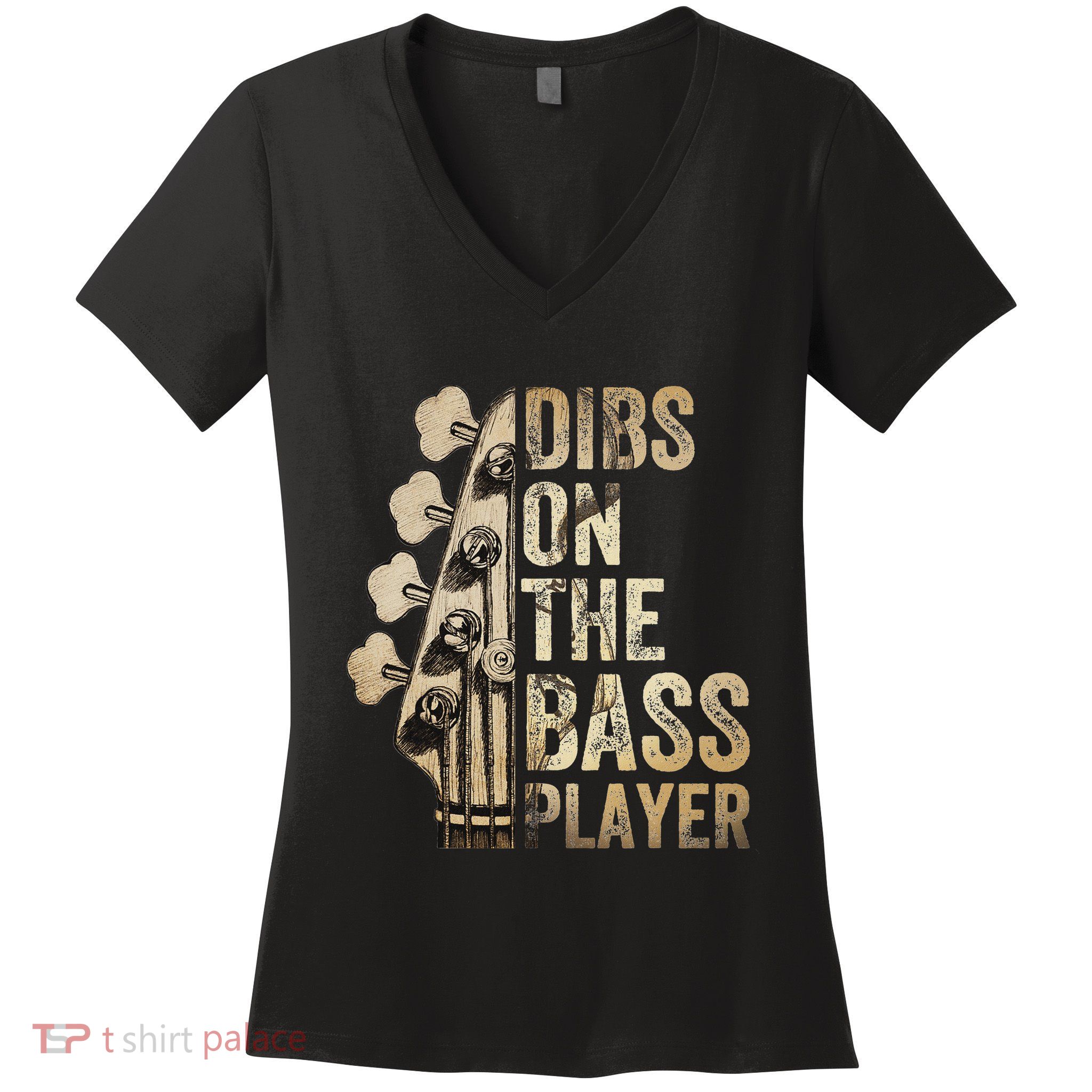 Dibs On The Bass Player Guitar Musician Women's V-Neck T-Shirt
