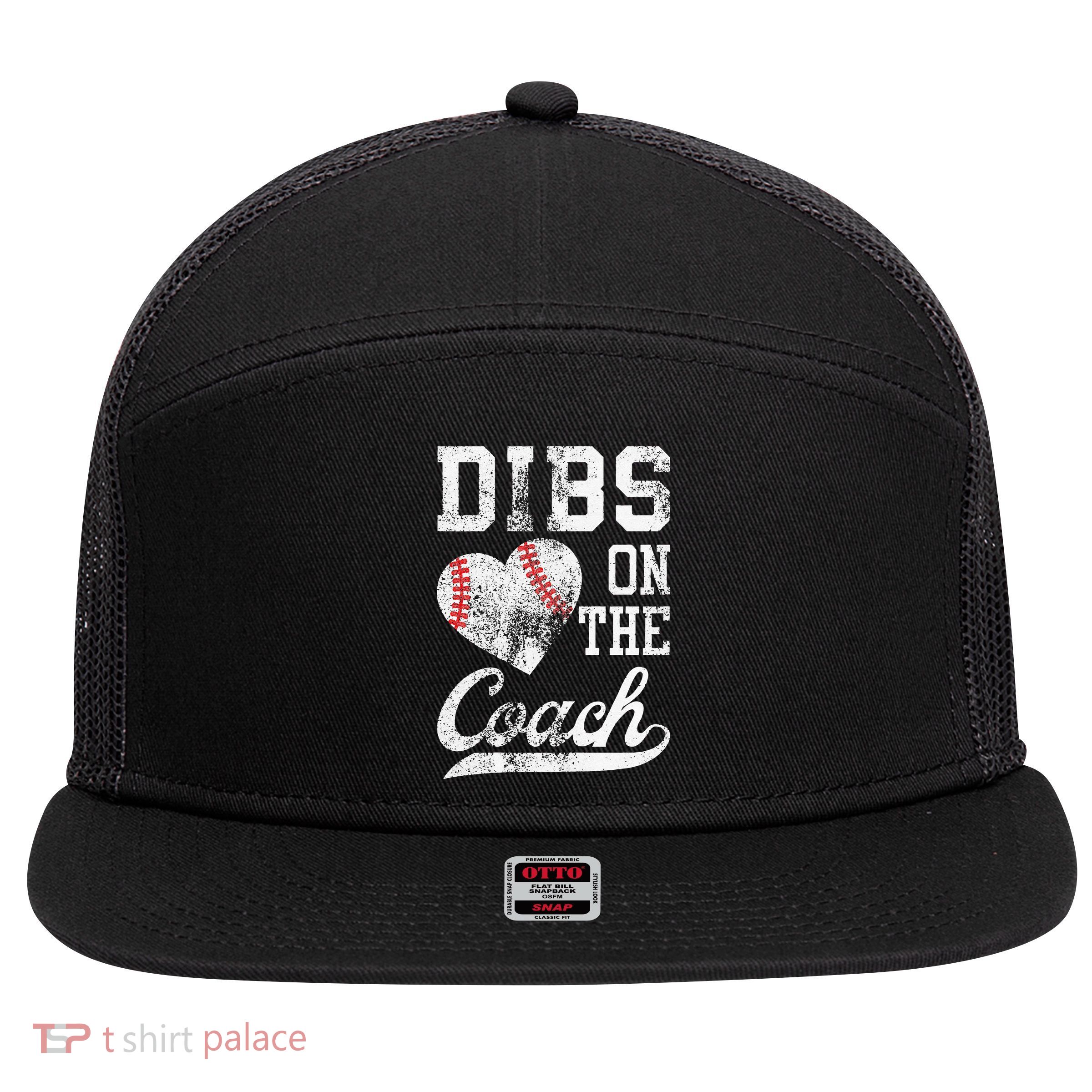 Dibs On The Coach Funny Coachs Wife Quote Cool Baseball Mom 7 Panel Mesh Trucker Snapback Hat