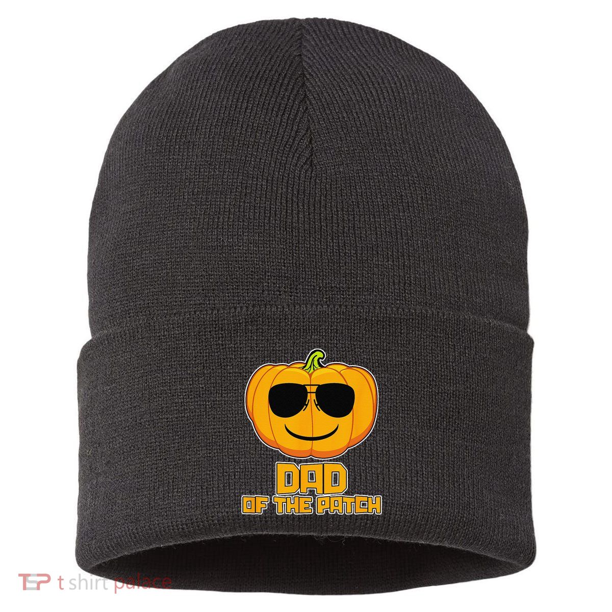 Dad Of The Patch Pumpkin Halloween Candy Corn Carving Spooky Sustainable Knit Beanie
