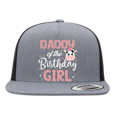 Daddy Of The Birthday Cow Farm gift Birthday Flat Bill Trucker Hat