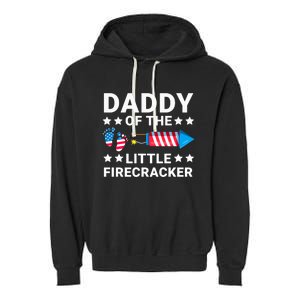 Dad Of The Little Firecracker 4th Of July Dad Future Father Cute Gift Garment-Dyed Fleece Hoodie