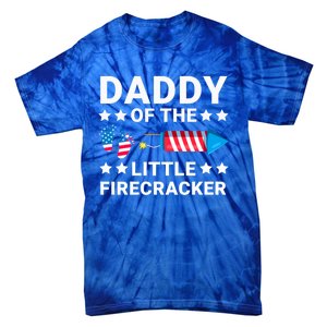 Dad Of The Little Firecracker 4th Of July Dad Future Father Cute Gift Tie-Dye T-Shirt