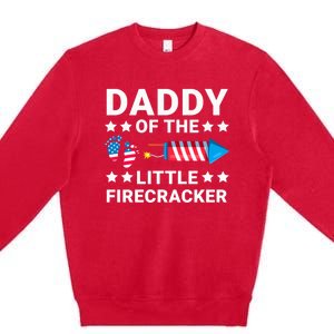 Dad Of The Little Firecracker 4th Of July Dad Future Father Cute Gift Premium Crewneck Sweatshirt