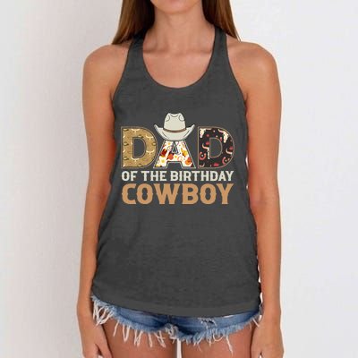 Dad Of The Birthday Cowboy Birthday Western Rodeo Party  Women's Knotted Racerback Tank