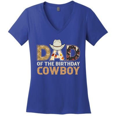 Dad Of The Birthday Cowboy Birthday Western Rodeo Party  Women's V-Neck T-Shirt