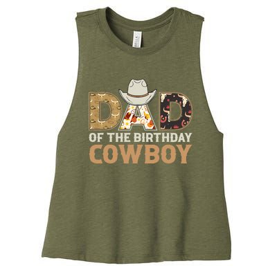 Dad Of The Birthday Cowboy Birthday Western Rodeo Party  Women's Racerback Cropped Tank