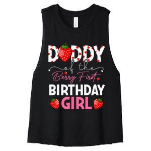 Daddy Of The Berry First Birthday Gifts Girl Strawberry Women's Racerback Cropped Tank