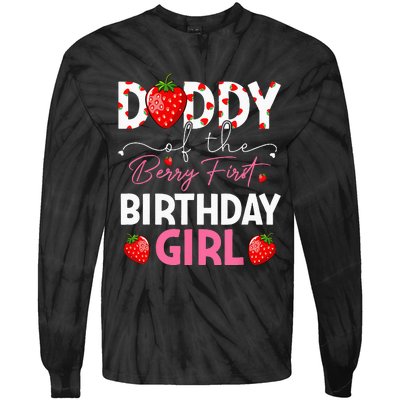 Daddy Of The Berry First Birthday Gifts Girl Strawberry Tie-Dye Long Sleeve Shirt