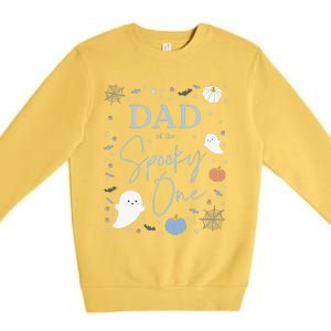 Dad Of The Spooky One First Birthday Blue 1st Halloween Premium Crewneck Sweatshirt