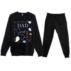 Dad Of The Spooky One First Birthday Blue 1st Halloween Premium Crewneck Sweatsuit Set