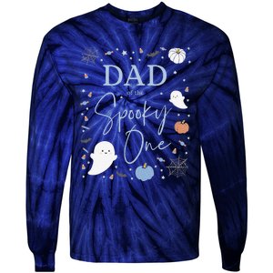 Dad Of The Spooky One First Birthday Blue 1st Halloween Tie-Dye Long Sleeve Shirt