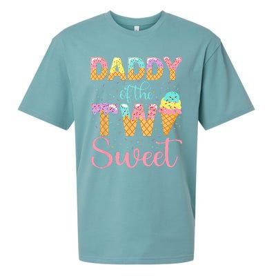 Daddy Of The Two Sweet Birthday Girl Ice Cream 2nd Sueded Cloud Jersey T-Shirt