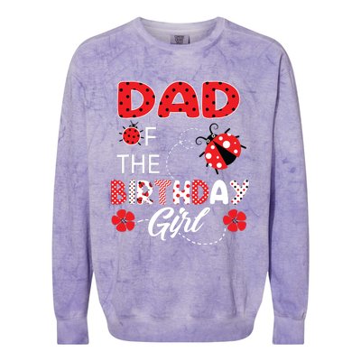 Dad Of The Birthday Family Ladybug Birthday Colorblast Crewneck Sweatshirt