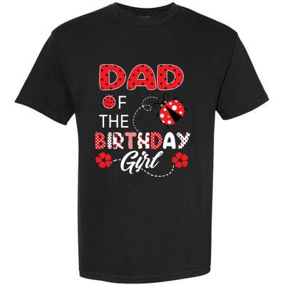 Dad Of The Birthday Family Ladybug Birthday Garment-Dyed Heavyweight T-Shirt