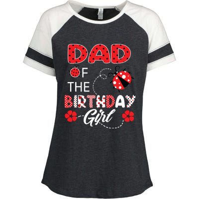 Dad Of The Birthday Family Ladybug Birthday Enza Ladies Jersey Colorblock Tee