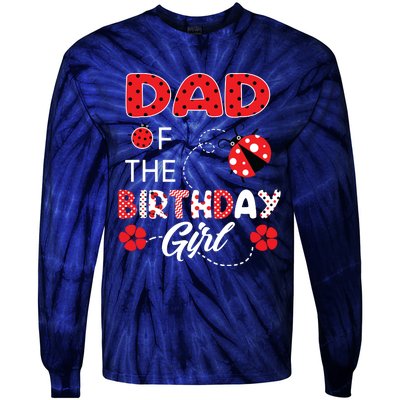 Dad Of The Birthday Family Ladybug Birthday Tie-Dye Long Sleeve Shirt