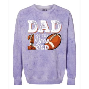 Dad Of The 1 Year Old Football 1st Year Down Birthday Party Colorblast Crewneck Sweatshirt