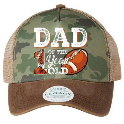 Dad Of The 1 Year Old Football 1st Year Down Birthday Party Legacy Tie Dye Trucker Hat