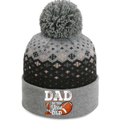 Dad Of The 1 Year Old Football 1st Year Down Birthday Party The Baniff Cuffed Pom Beanie