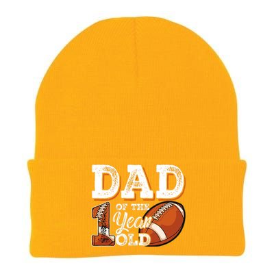 Dad Of The 1 Year Old Football 1st Year Down Birthday Party Knit Cap Winter Beanie