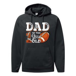 Dad Of The 1 Year Old Football 1st Year Down Birthday Party Performance Fleece Hoodie