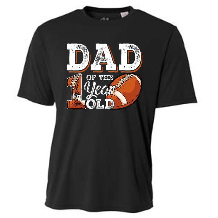 Dad Of The 1 Year Old Football 1st Year Down Birthday Party Cooling Performance Crew T-Shirt