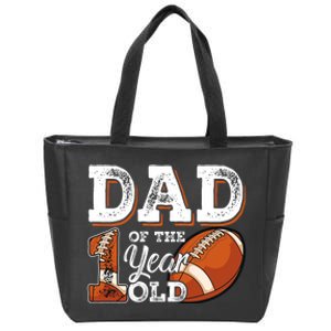 Dad Of The 1 Year Old Football 1st Year Down Birthday Party Zip Tote Bag