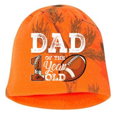 Dad Of The 1 Year Old Football 1st Year Down Birthday Party Kati - Camo Knit Beanie