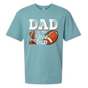 Dad Of The 1 Year Old Football 1st Year Down Birthday Party Sueded Cloud Jersey T-Shirt