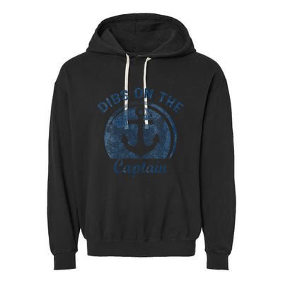 Dibs On The Captain Funny Boating Boat Lover Garment-Dyed Fleece Hoodie