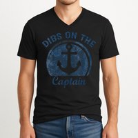Dibs On The Captain Funny Boating Boat Lover V-Neck T-Shirt