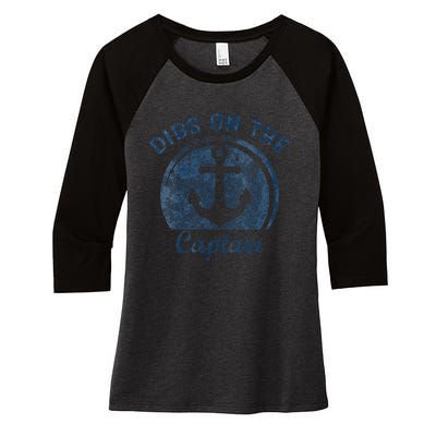 Dibs On The Captain Funny Boating Boat Lover Women's Tri-Blend 3/4-Sleeve Raglan Shirt