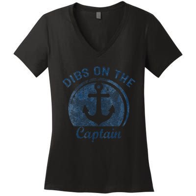 Dibs On The Captain Funny Boating Boat Lover Women's V-Neck T-Shirt