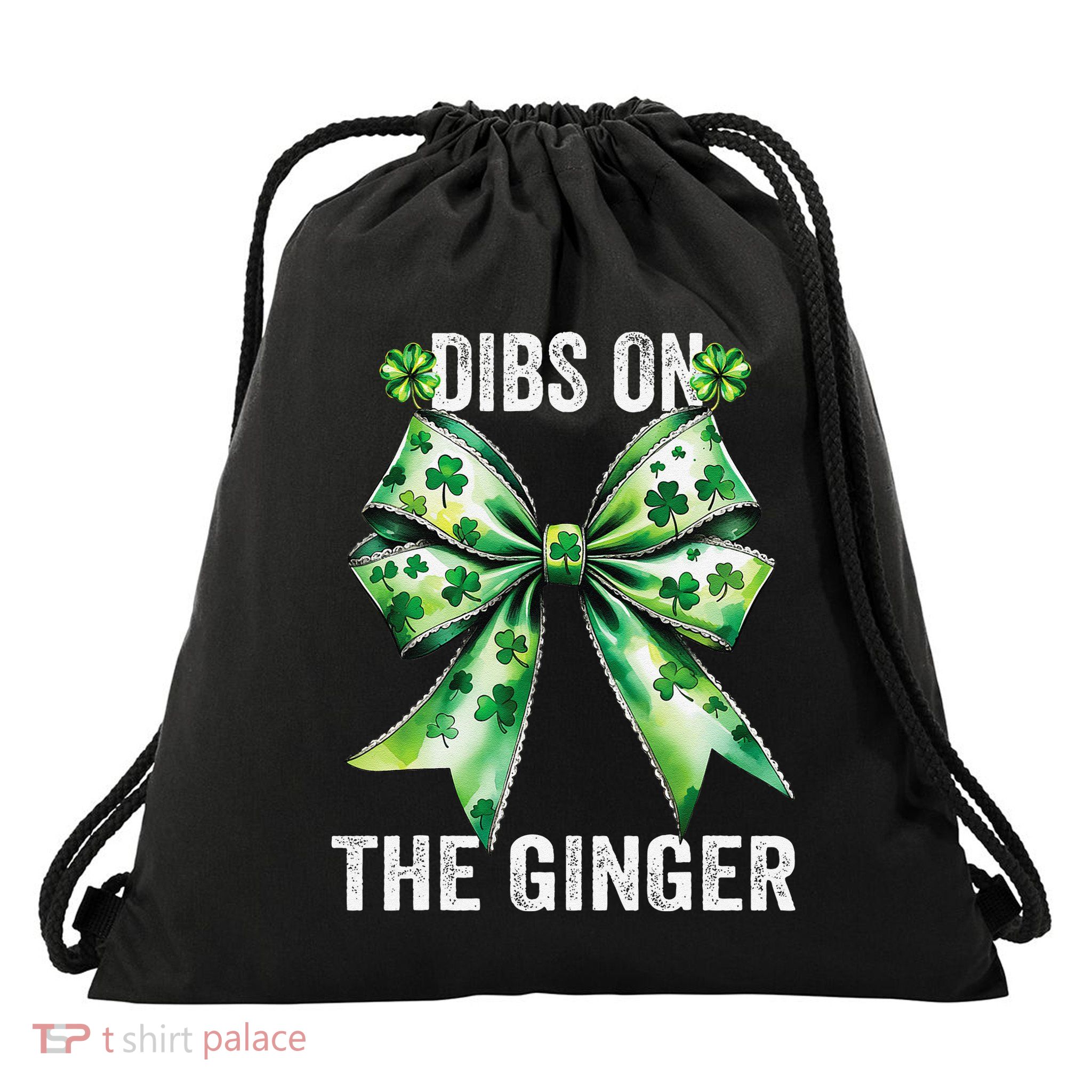Dibs On The Ginger St PatrickS Coquette Bow Shamrock Women Drawstring Bag