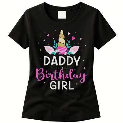 Daddy Of The Birthday Girl Matching Family Unicorn Party Womens T-Shirt