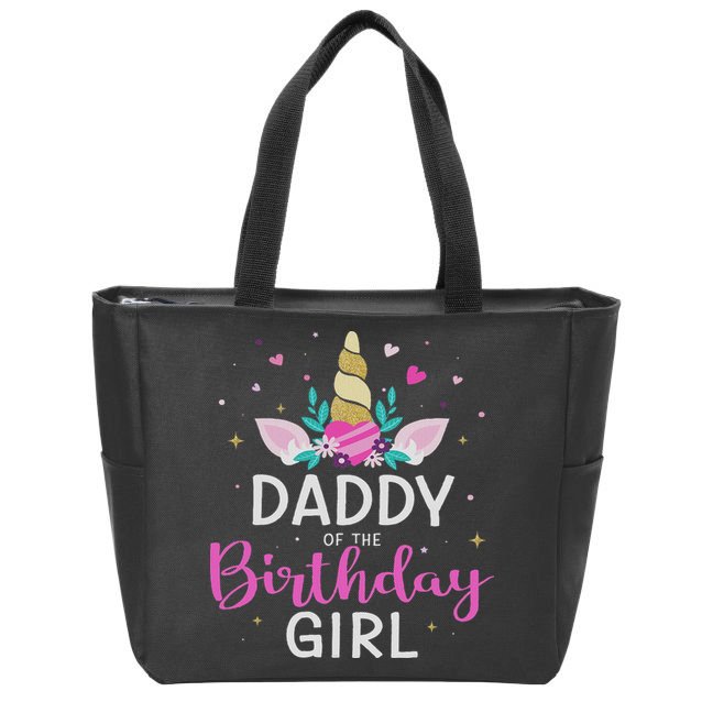Daddy Of The Birthday Girl Matching Family Unicorn Party Zip Tote Bag