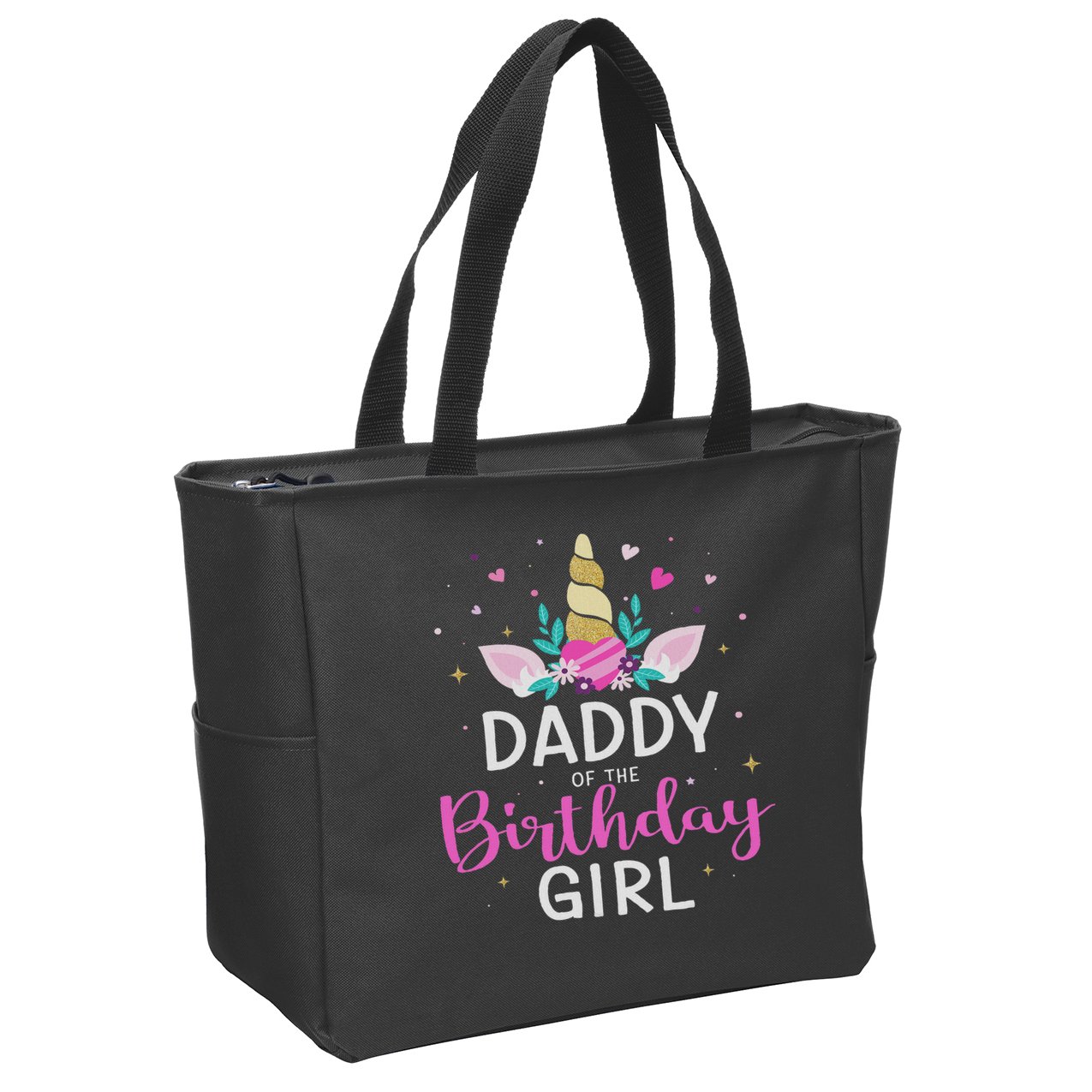 Daddy Of The Birthday Girl Matching Family Unicorn Party Zip Tote Bag