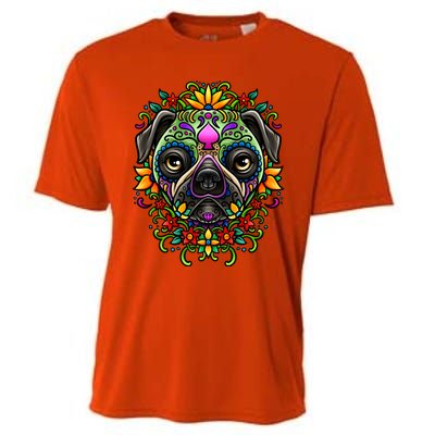 Day Of The Dead Pug Detailed Colorful Illustration Cool Gift Cooling Performance Crew T-Shirt