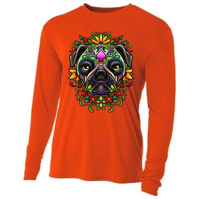 Day Of The Dead Pug Detailed Colorful Illustration Cool Gift Cooling Performance Long Sleeve Crew