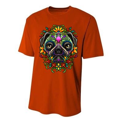 Day Of The Dead Pug Detailed Colorful Illustration Cool Gift Performance Sprint T-Shirt