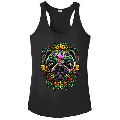 Day Of The Dead Pug Detailed Colorful Illustration Cool Gift Ladies PosiCharge Competitor Racerback Tank