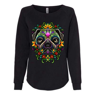 Day Of The Dead Pug Detailed Colorful Illustration Cool Gift Womens California Wash Sweatshirt