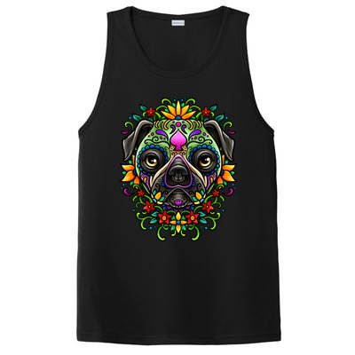 Day Of The Dead Pug Detailed Colorful Illustration Cool Gift PosiCharge Competitor Tank