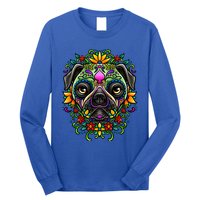 Day Of The Dead Pug Detailed Colorful Illustration Cool Gift Long Sleeve Shirt